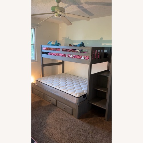 Used Coaster Fine Furniture Badcock Dark Gray Wood Bunk Bed for sale on AptDeco