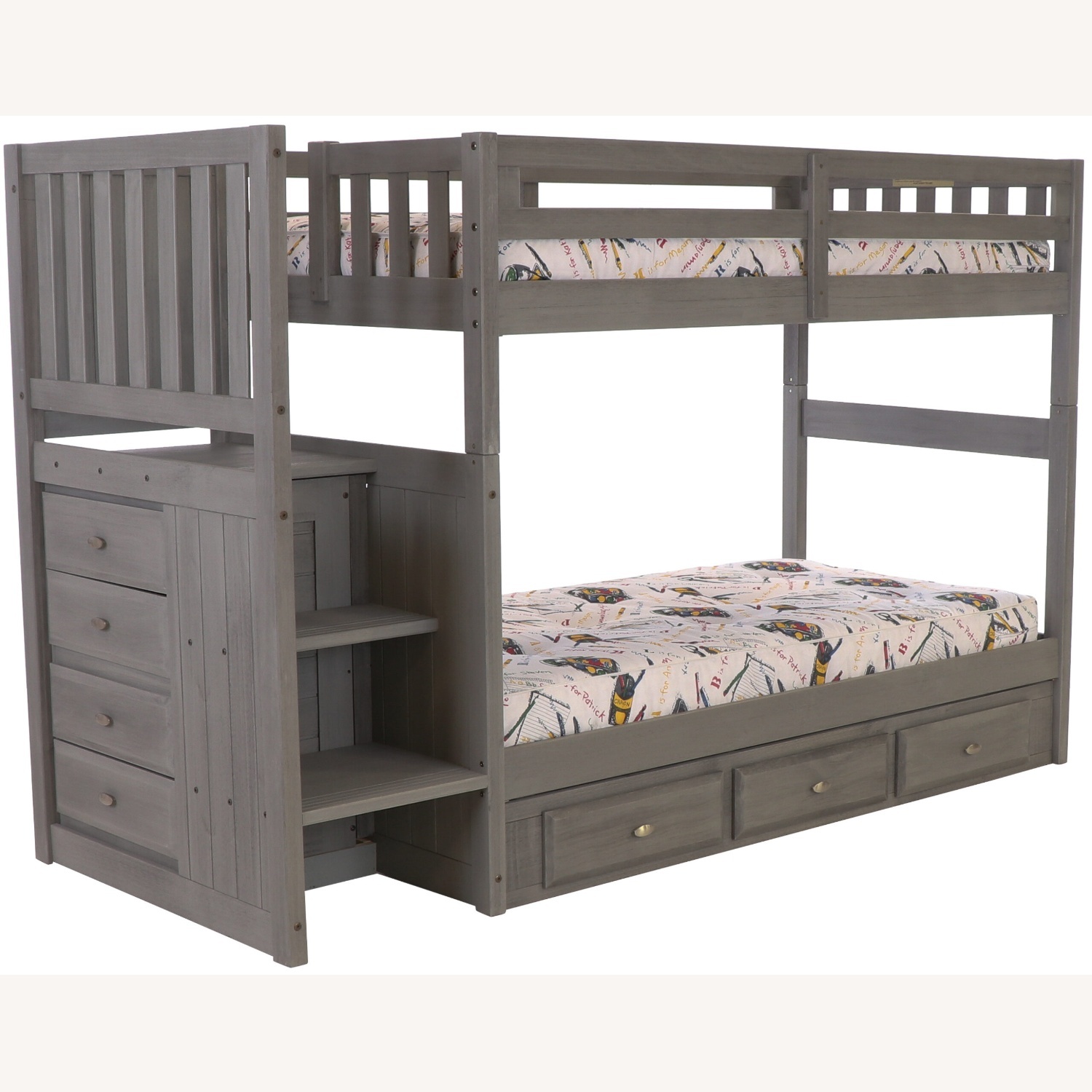 Coaster Fine Furniture Badcock Dark Gray Wood Bunk Bed - image-5