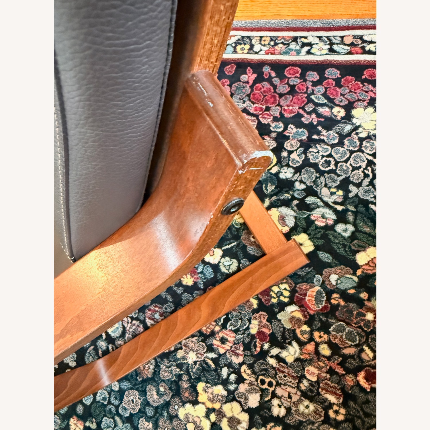 IKEA Poang Dark Brown Leather Armchair and Ottoman - image-4
