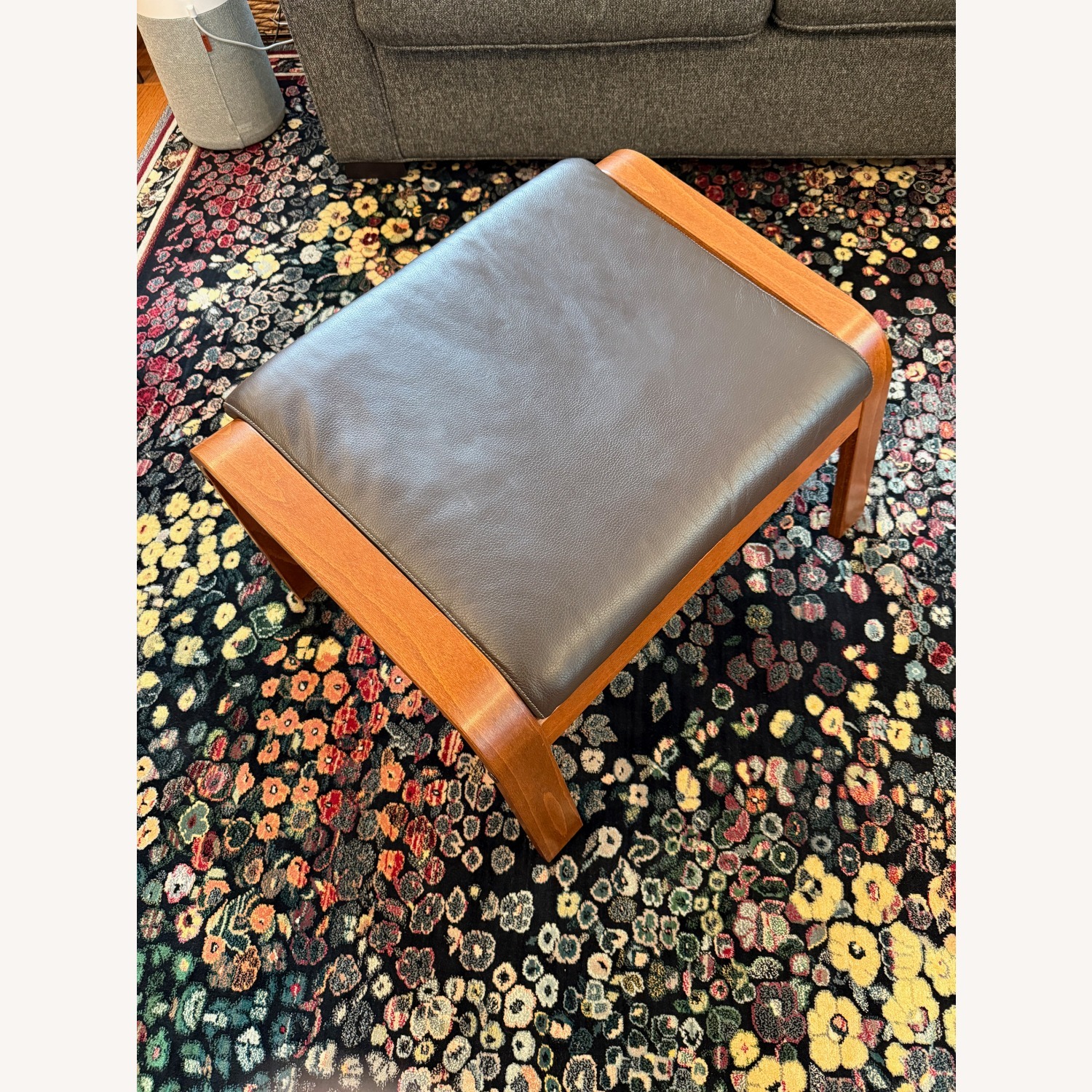 IKEA Poang Dark Brown Leather Armchair and Ottoman - image-16