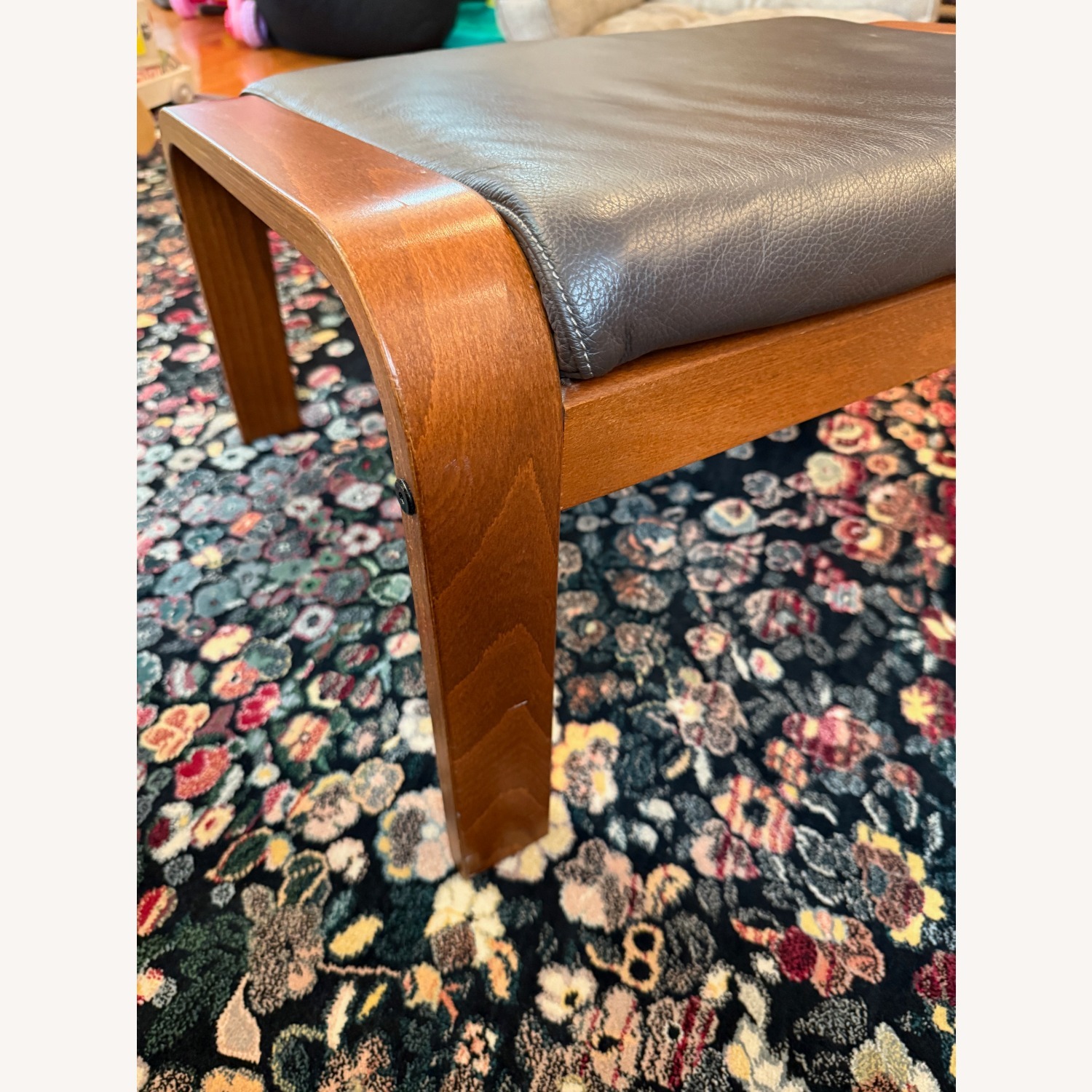 IKEA Poang Dark Brown Leather Armchair and Ottoman - image-13