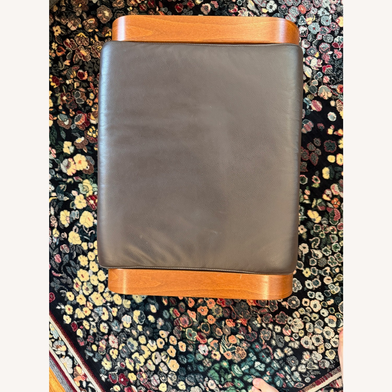 IKEA Poang Dark Brown Leather Armchair and Ottoman - image-10