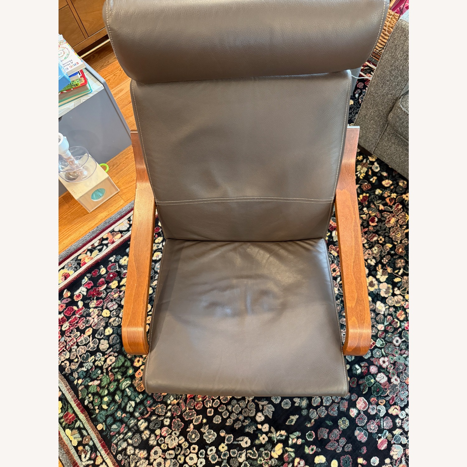 IKEA Poang Dark Brown Leather Armchair and Ottoman - image-8