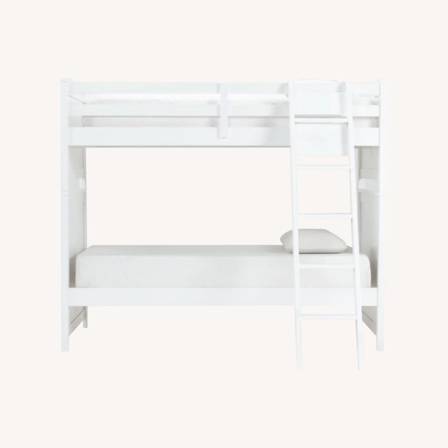 Living Spaces Luca White Full Over Full Wood Bunk Bed With Ladder - image-0