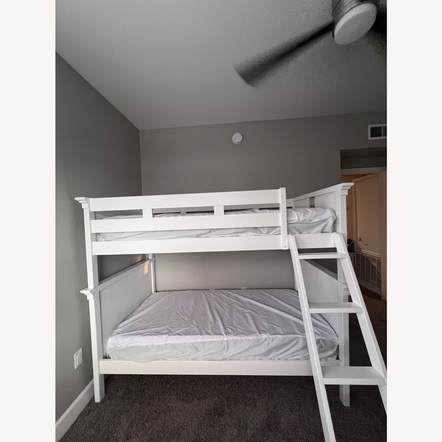 Living Spaces Luca White Full Over Full Wood Bunk Bed With Ladder - image-1