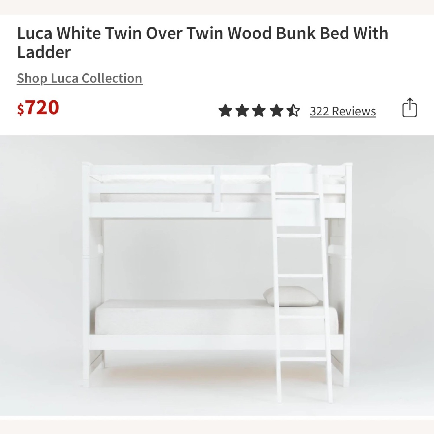 Living Spaces Luca White Full Over Full Wood Bunk Bed With Ladder - image-3