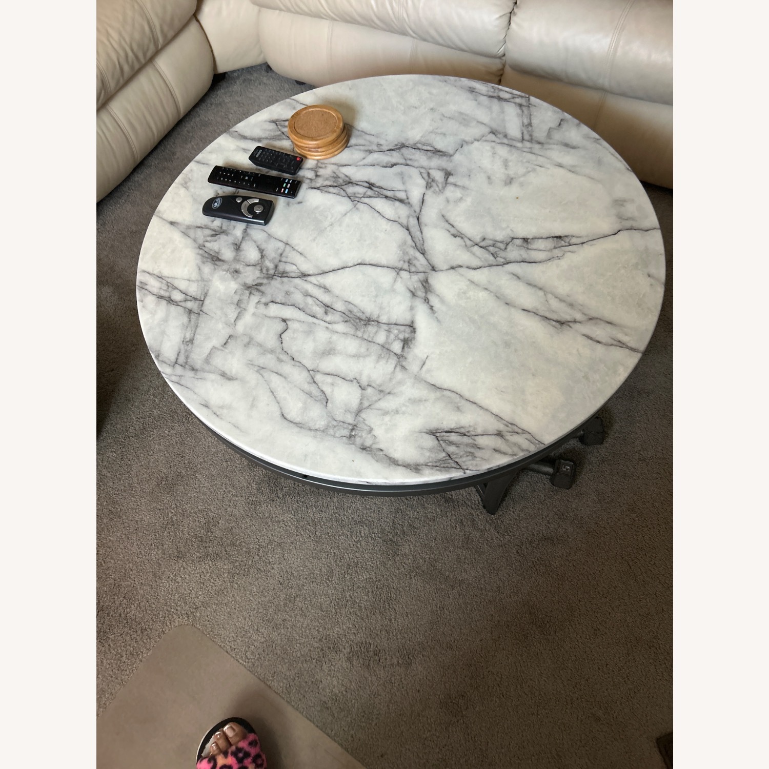 Light Gray Marble Coffee Table - image-1