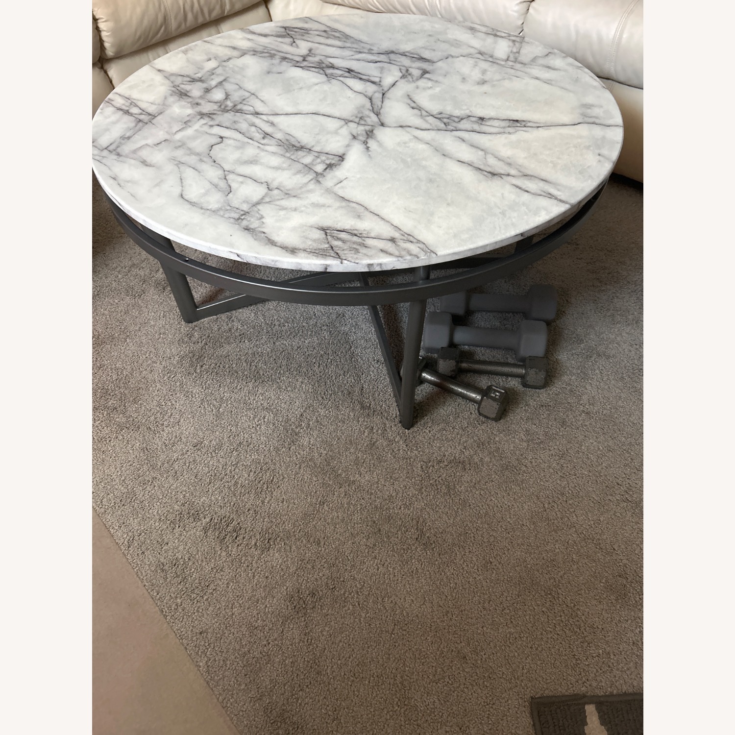 Light Gray Marble Coffee Table - image-3