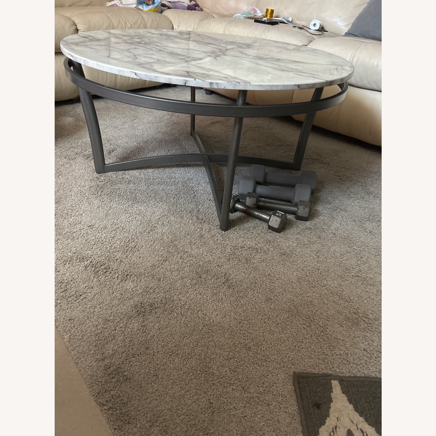 Light Gray Marble Coffee Table - image-2
