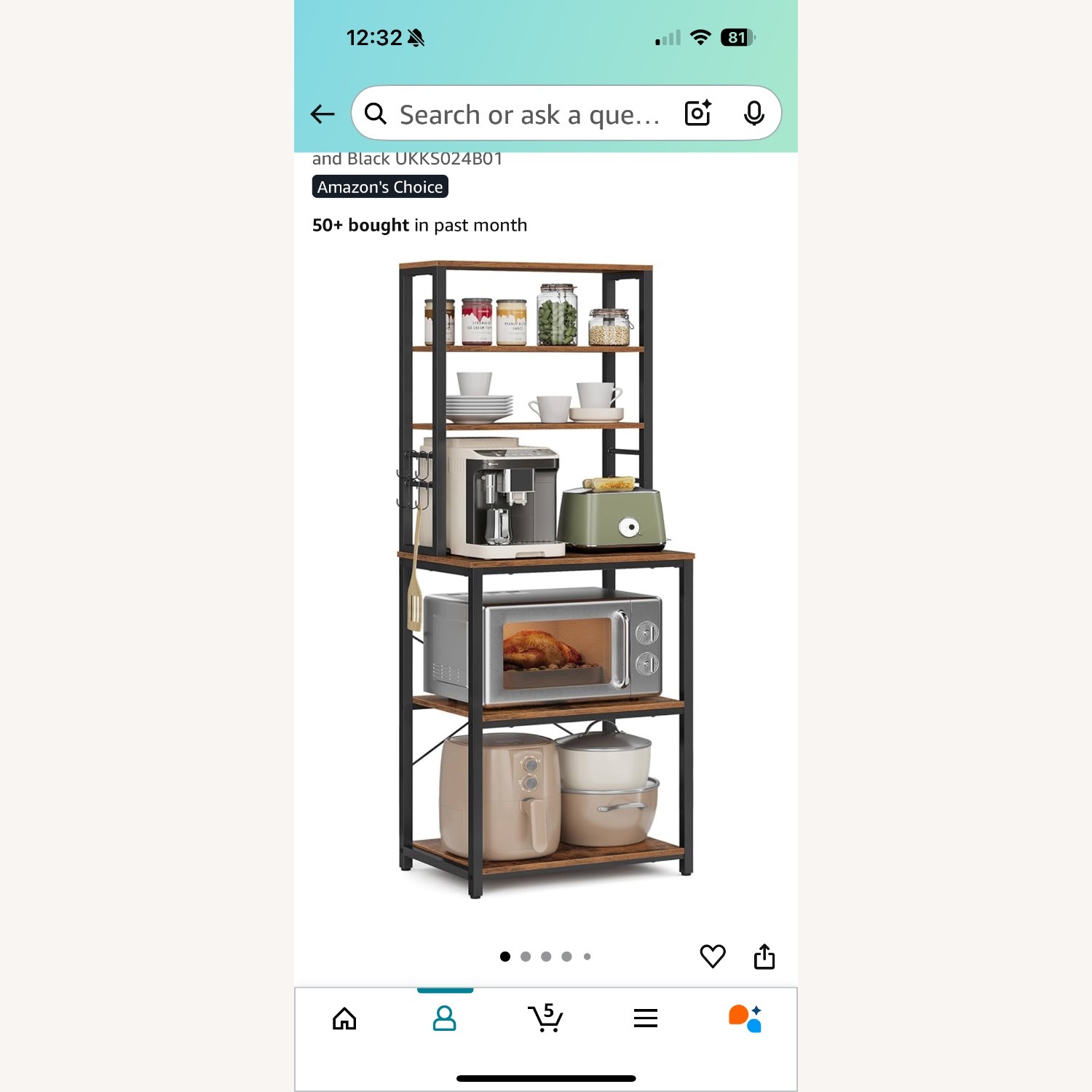 VASAGLE Dark Brown Bar Cart - image-2