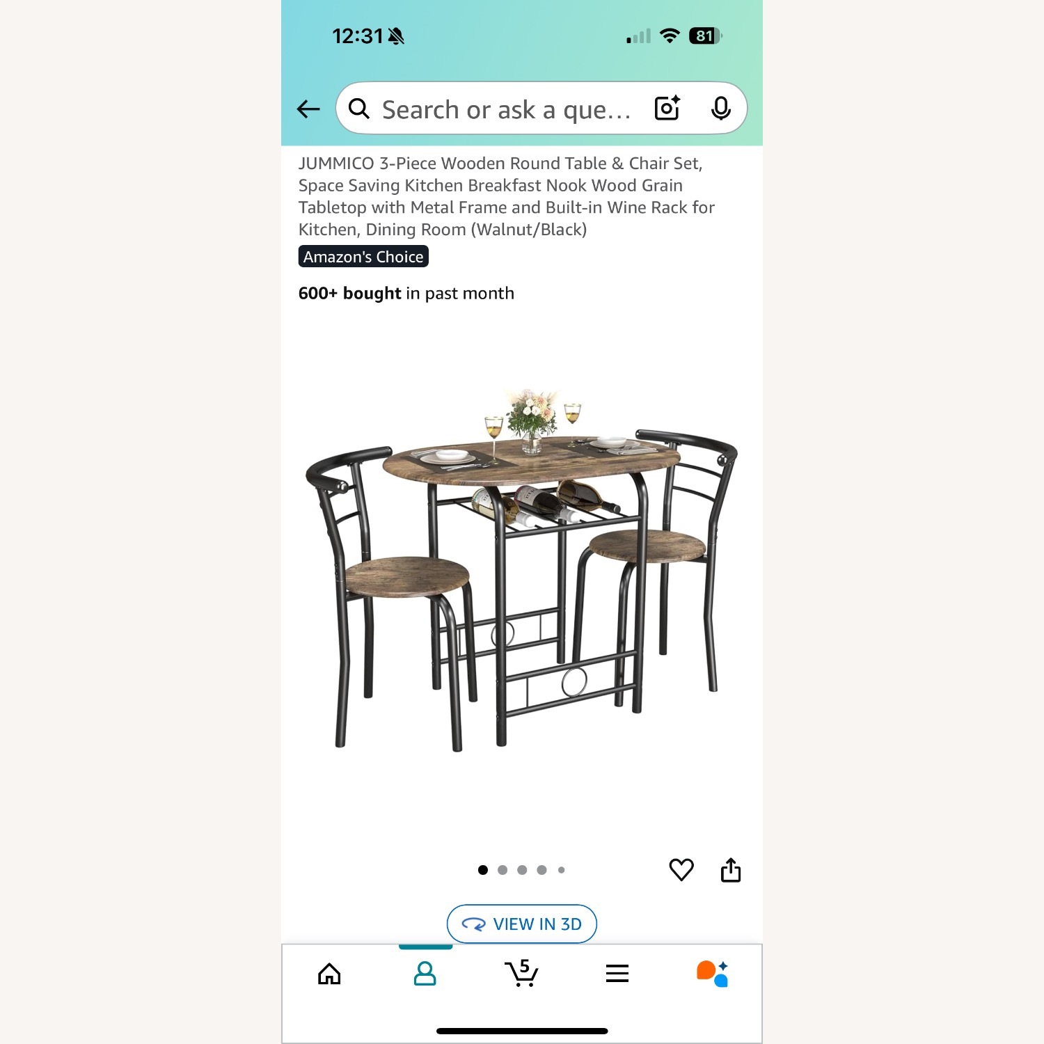 Amazon JUMMICO Dark Brown Dining Set - image-1