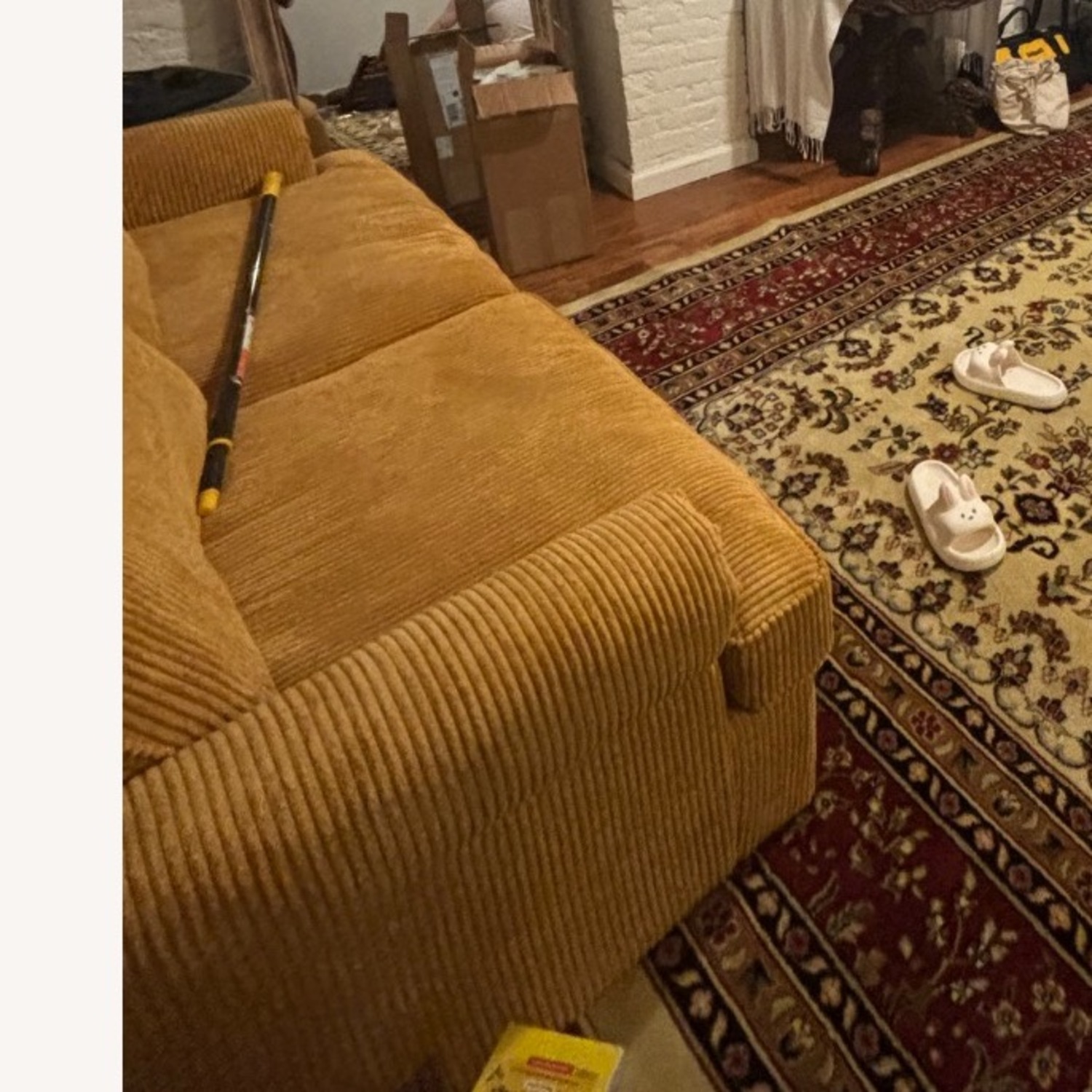 Container Furniture Camel Colored Fabric Sleeper Sofa - image-1