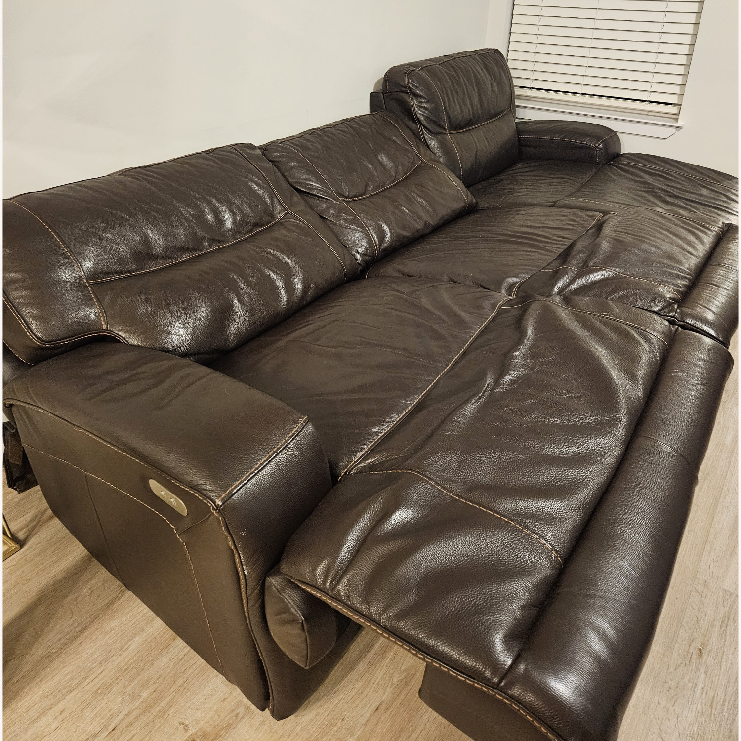 Macy's Genuine Leather 3-sectional Sofa With Recliners - image-1