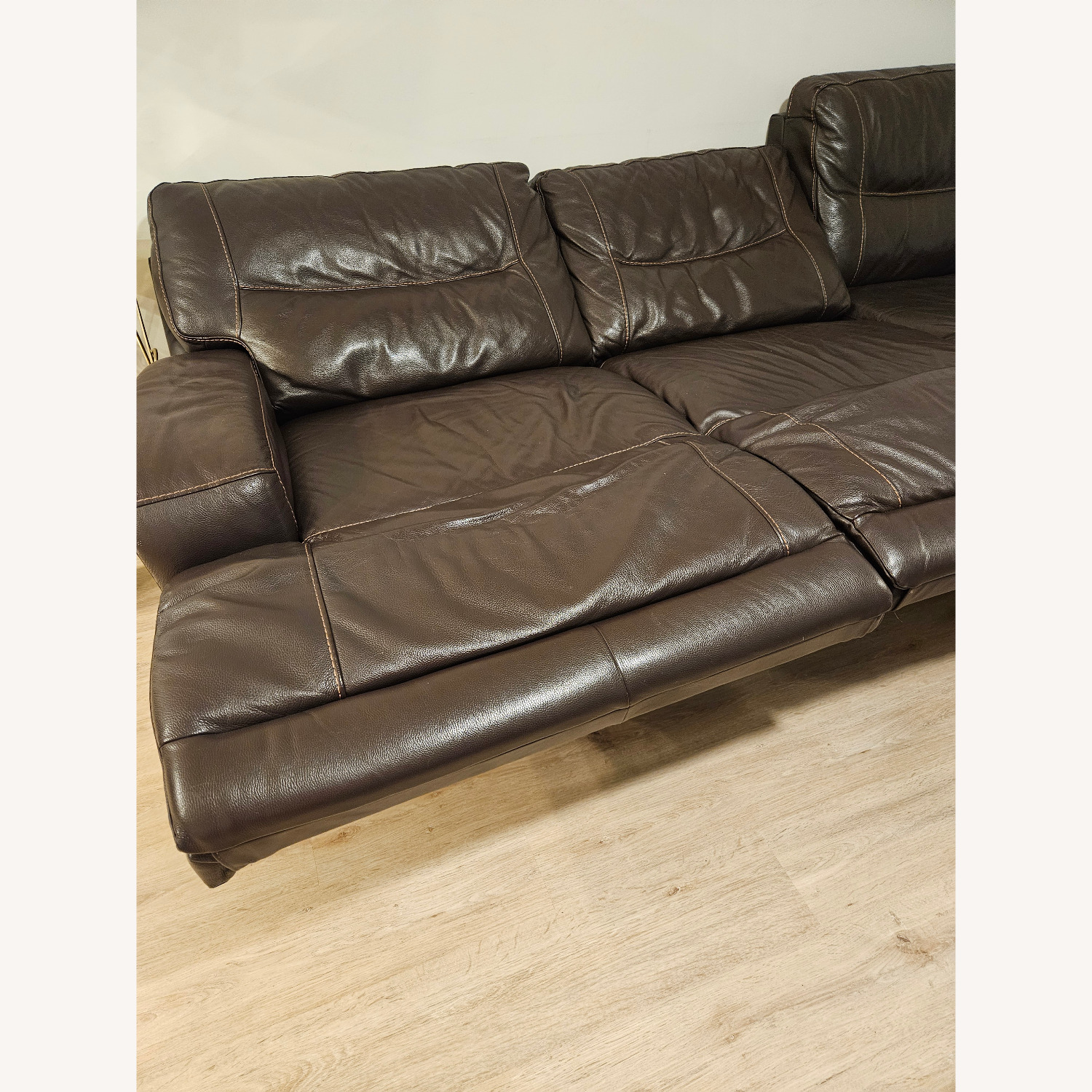 Macy's Genuine Leather 3-sectional Sofa With Recliners - image-6
