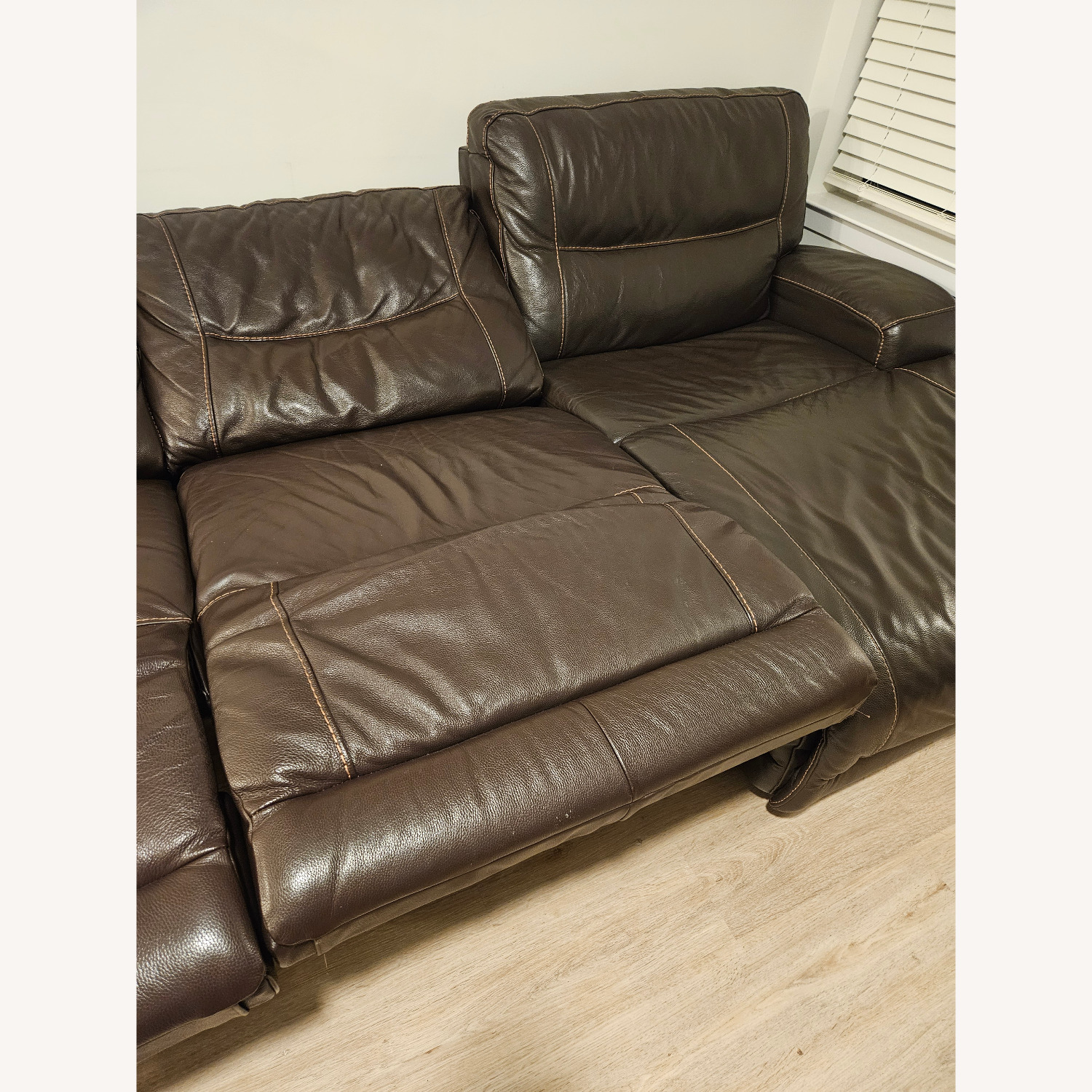 Macy's Genuine Leather 3-sectional Sofa With Recliners - image-7