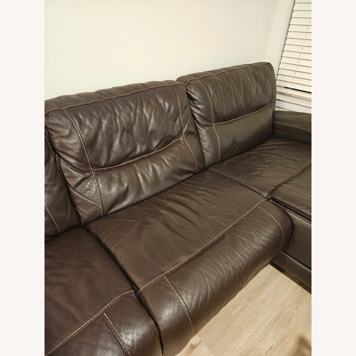 Macy's Genuine Leather 3-sectional Sofa With Recliners - image-3