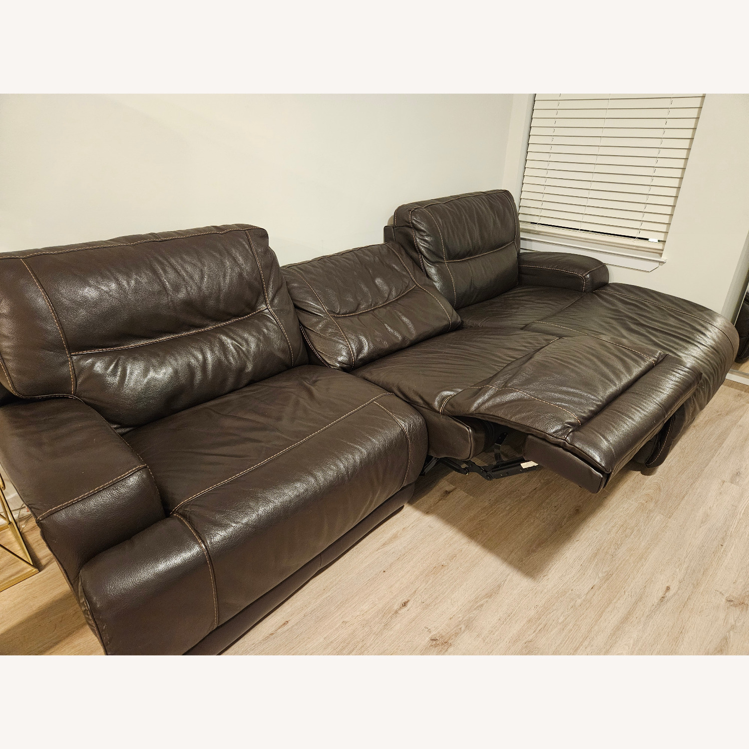 Macy's Genuine Leather 3-sectional Sofa With Recliners - image-9
