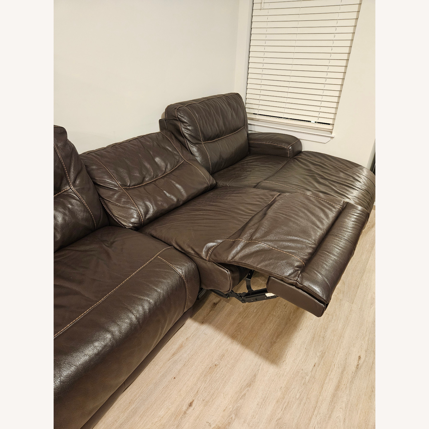Macy's Genuine Leather 3-sectional Sofa With Recliners - image-8