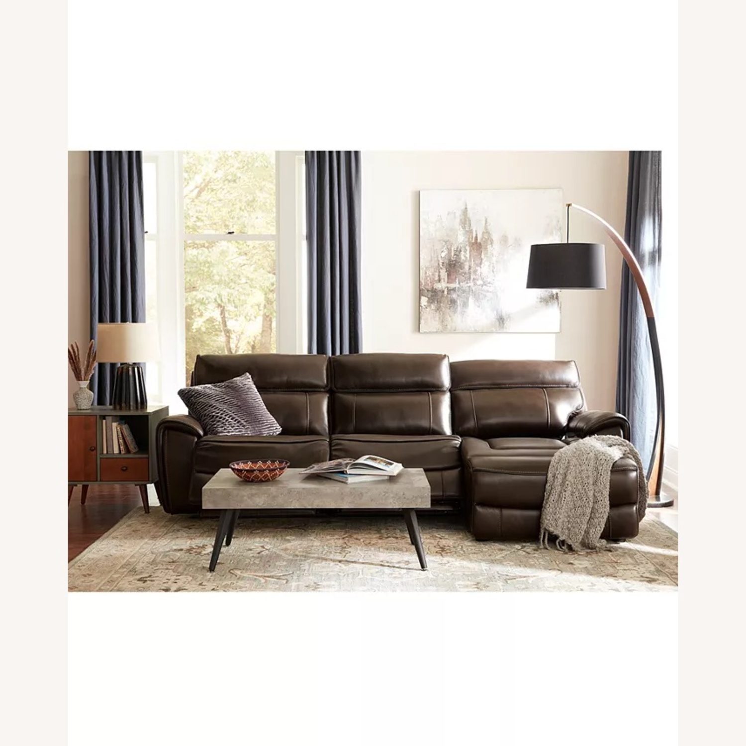 Macy's Genuine Leather 3-sectional Sofa With Recliners - image-14