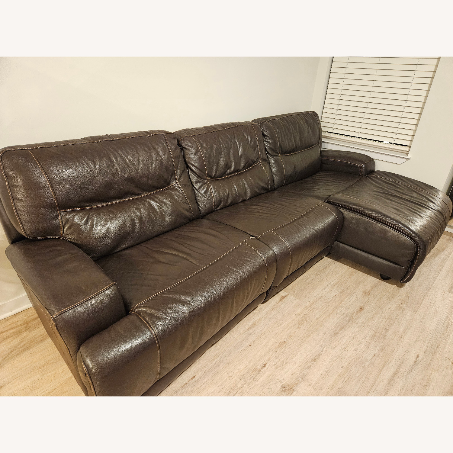 Macy's Genuine Leather 3-sectional Sofa With Recliners - image-12
