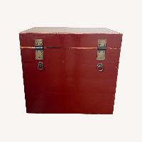Asian-Inspired Vintage Red Lacquered Storage Chest