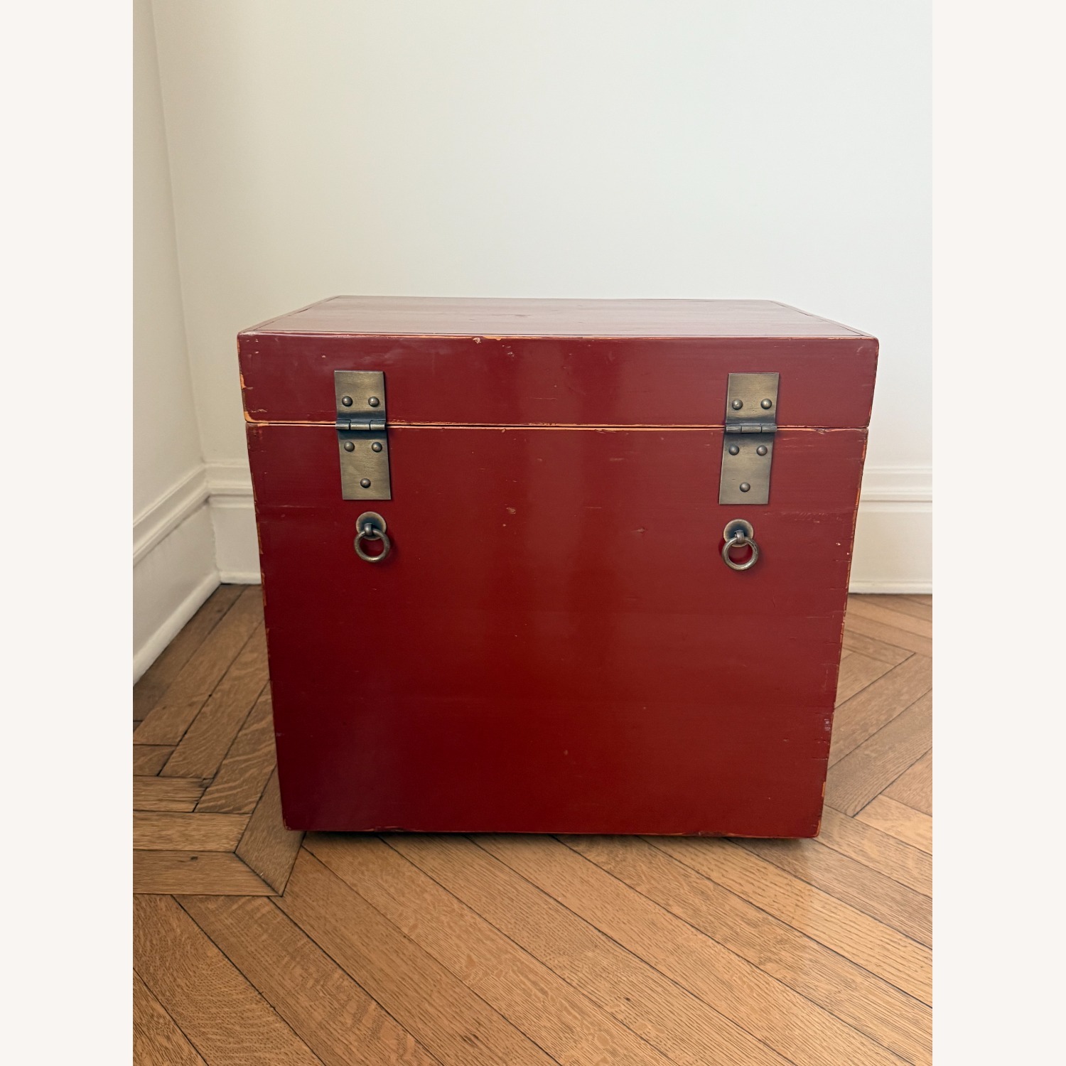 Asian-Inspired Vintage Red Lacquered Storage Chest - image-4
