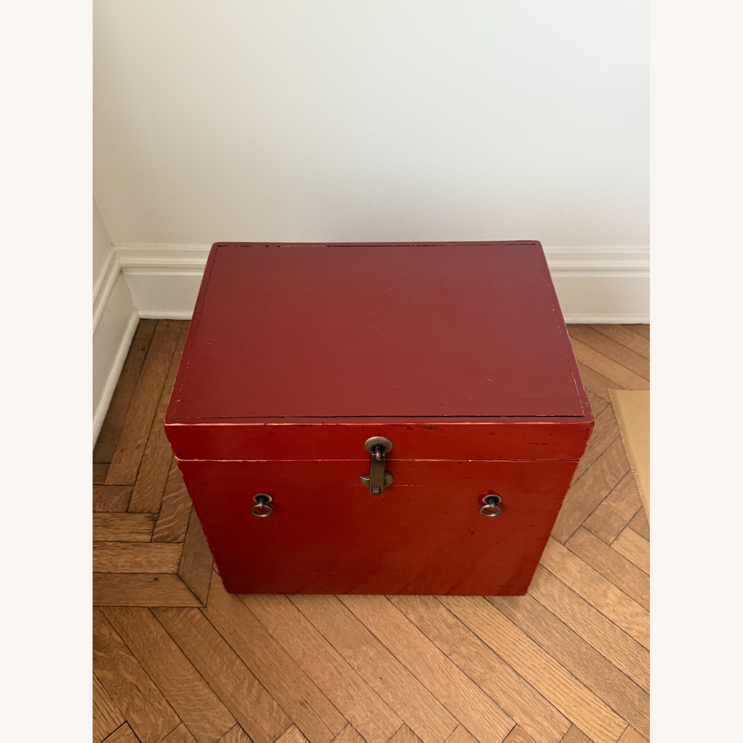 Asian-Inspired Vintage Red Lacquered Storage Chest - image-2