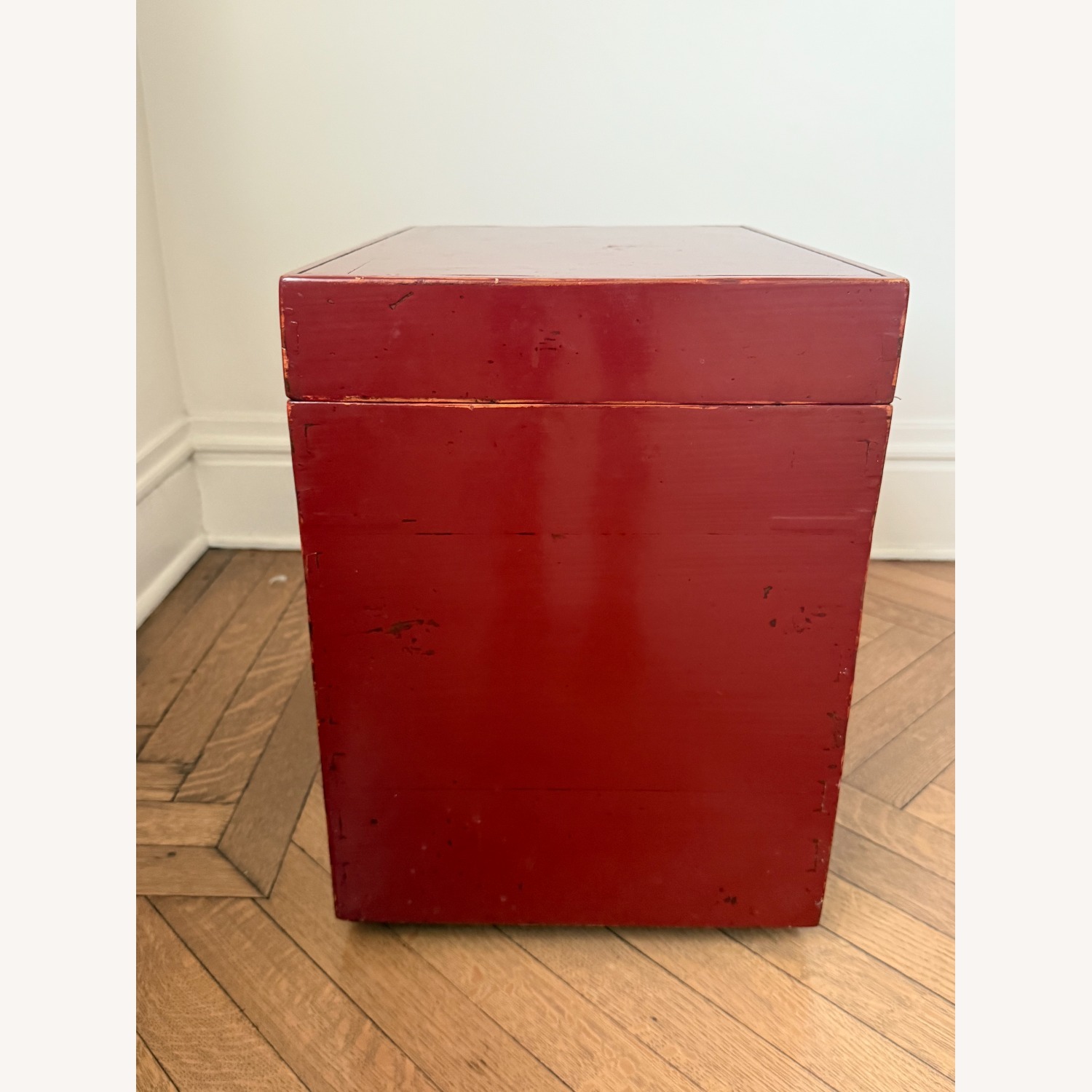Asian-Inspired Vintage Red Lacquered Storage Chest - image-3