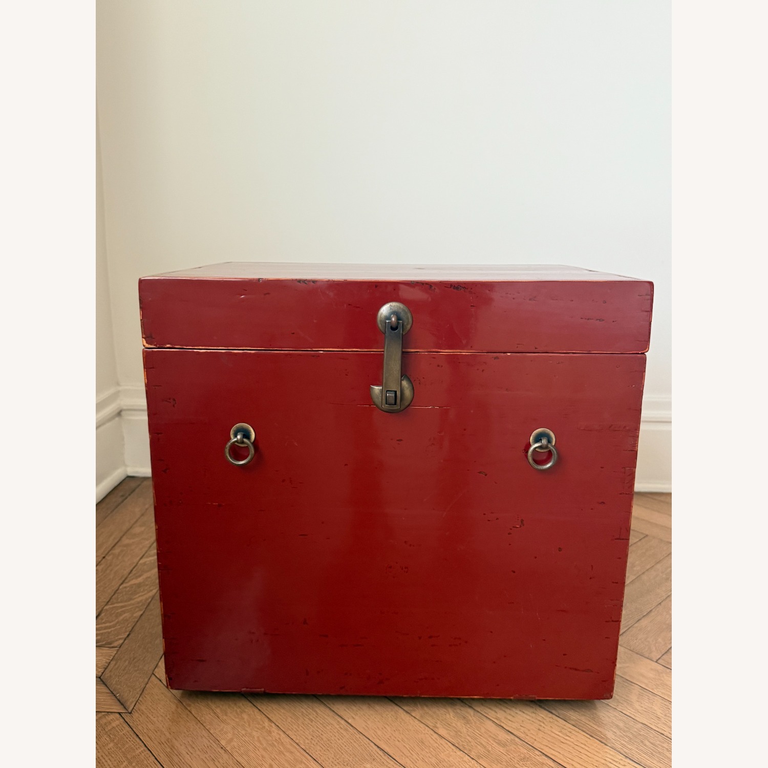 Asian-Inspired Vintage Red Lacquered Storage Chest - image-1