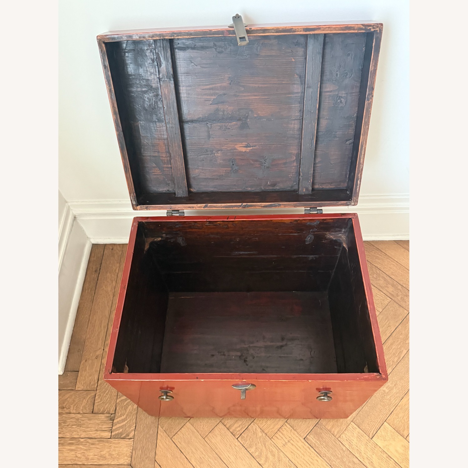 Asian-Inspired Vintage Red Lacquered Storage Chest - image-6
