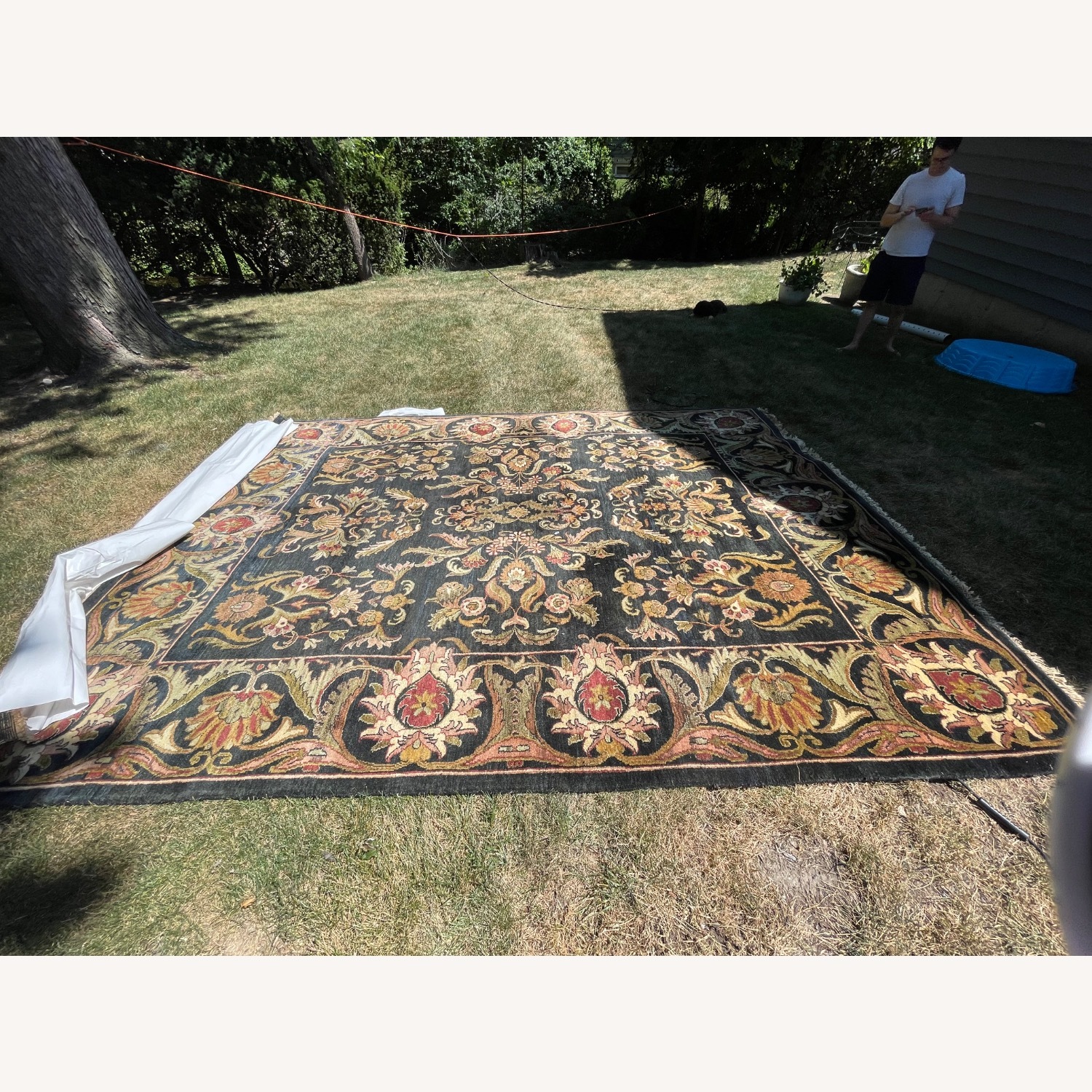 Black/multicolor Paisley Fabric Area Rug 9' x 12' - image-2