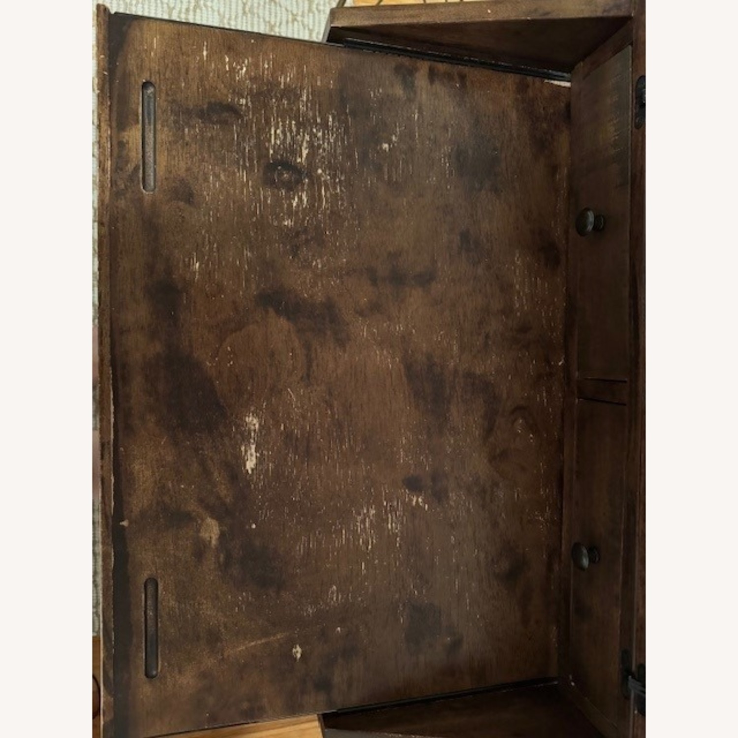 World Market Distressed Antique Cognac and Black Wood Secretary Desk - image-1