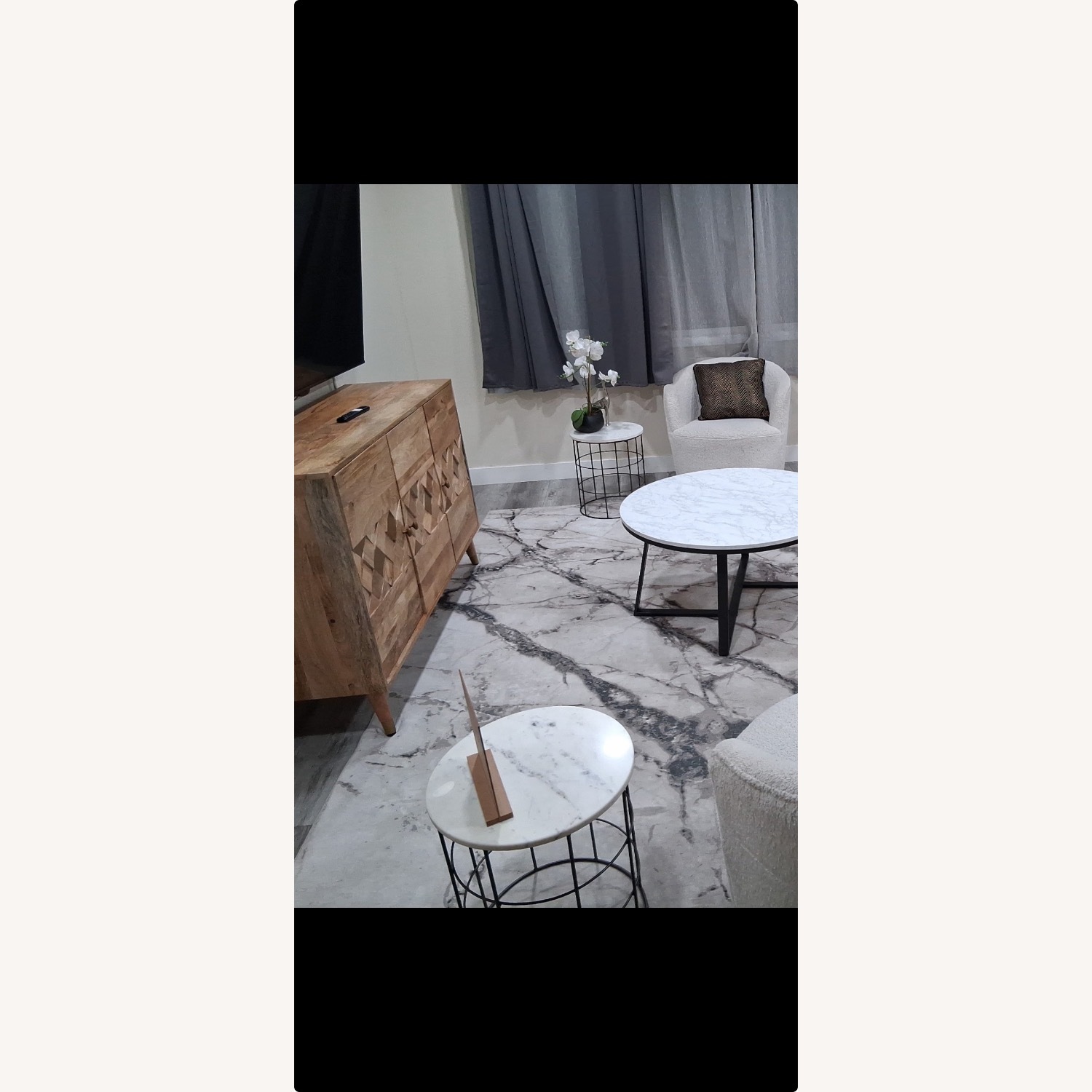 Round Accent Table with Marble Top - image-4