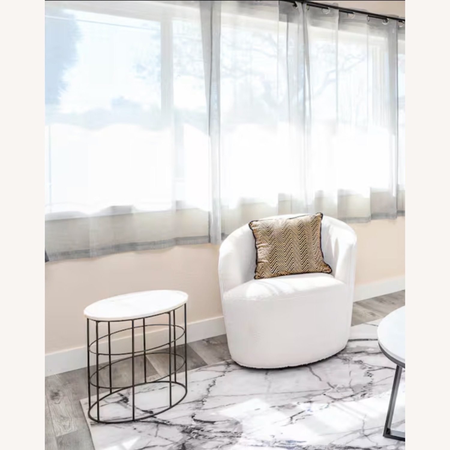 Round Accent Table with Marble Top - image-1