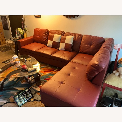 Used Latitude Run Red Leather 2 Piece Sectional for sale on AptDeco