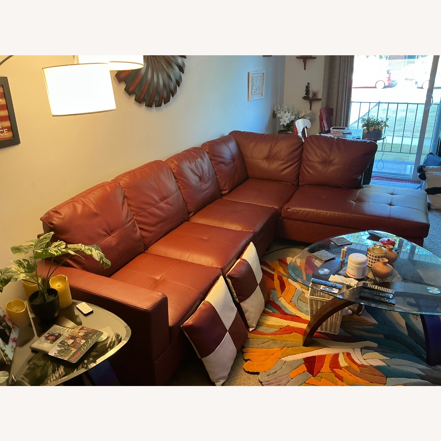 Latitude Run Red Leather 2 Piece Sectional - image-2