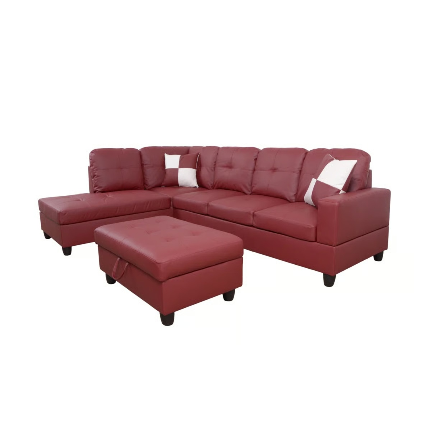 Latitude Run Red Leather 2 Piece Sectional - image-9