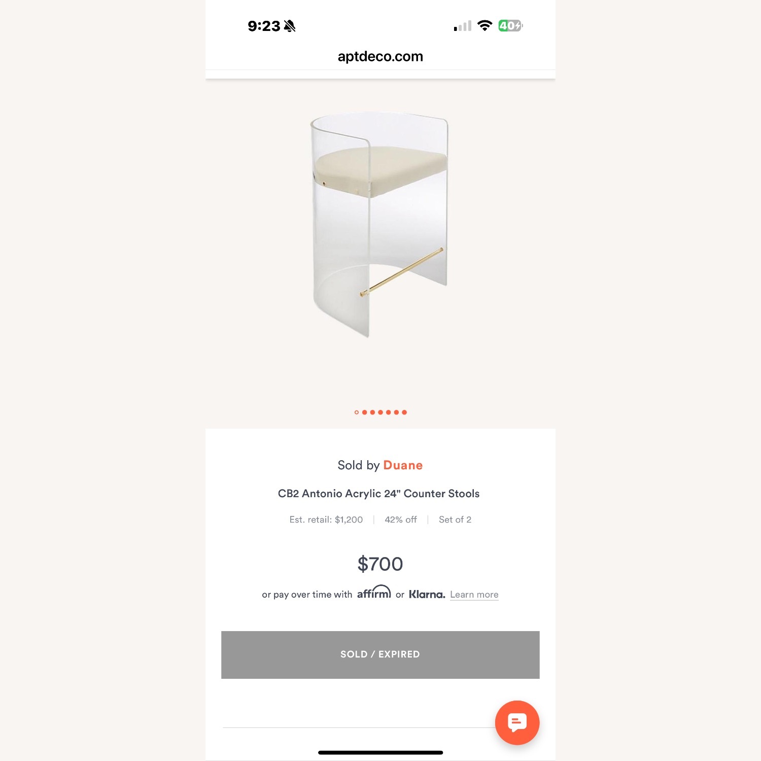 CB2 Antonio Acrylic 30" Bar Stool - image-1