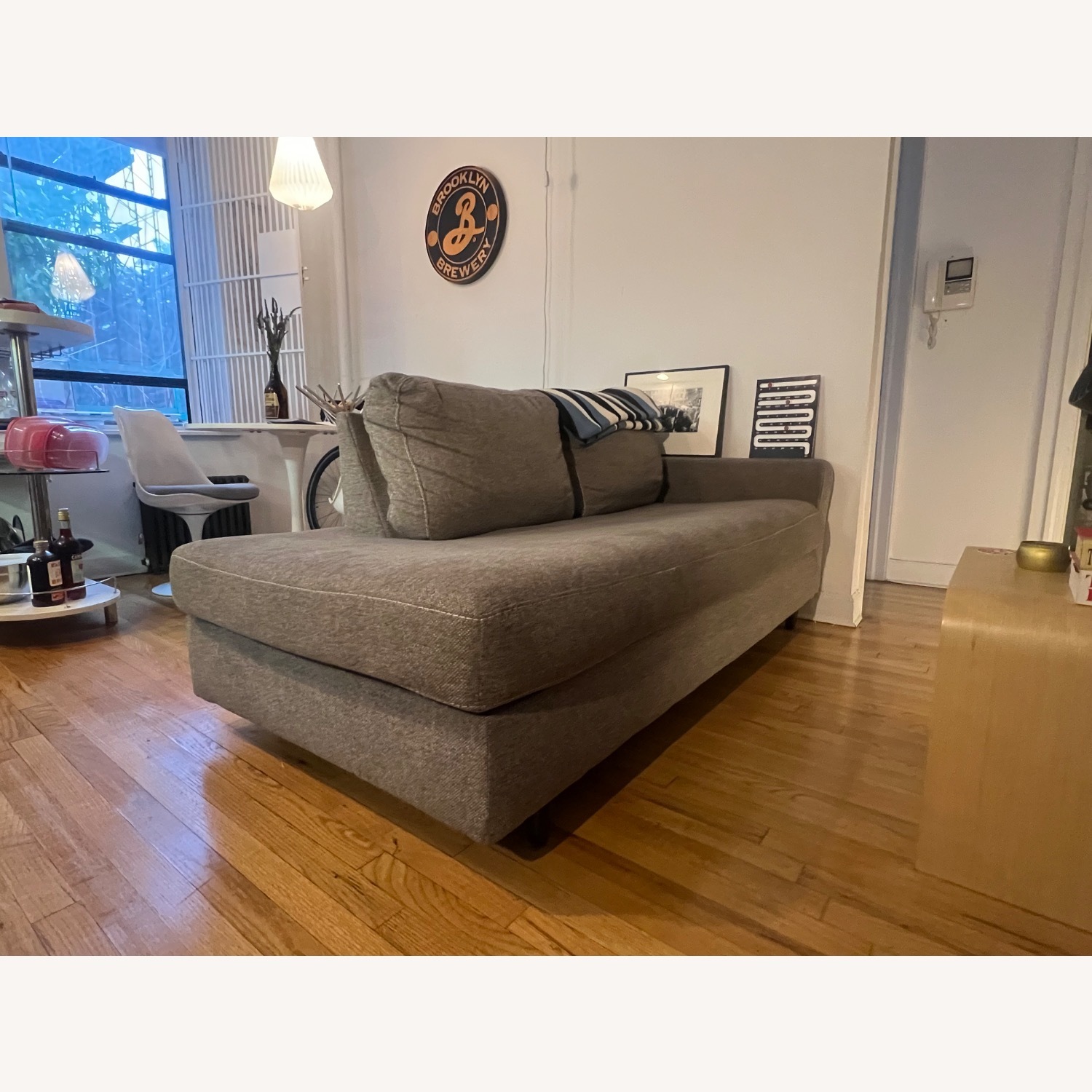 Ashley Furniture Dark Gray Fabric Chaise Lounge - image-1