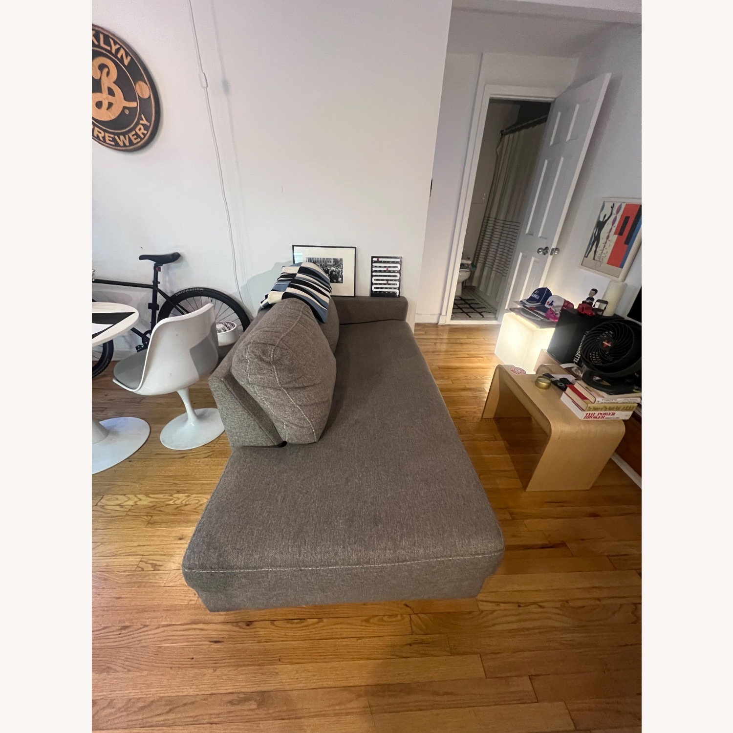 Ashley Furniture Dark Gray Fabric Chaise Lounge - image-3