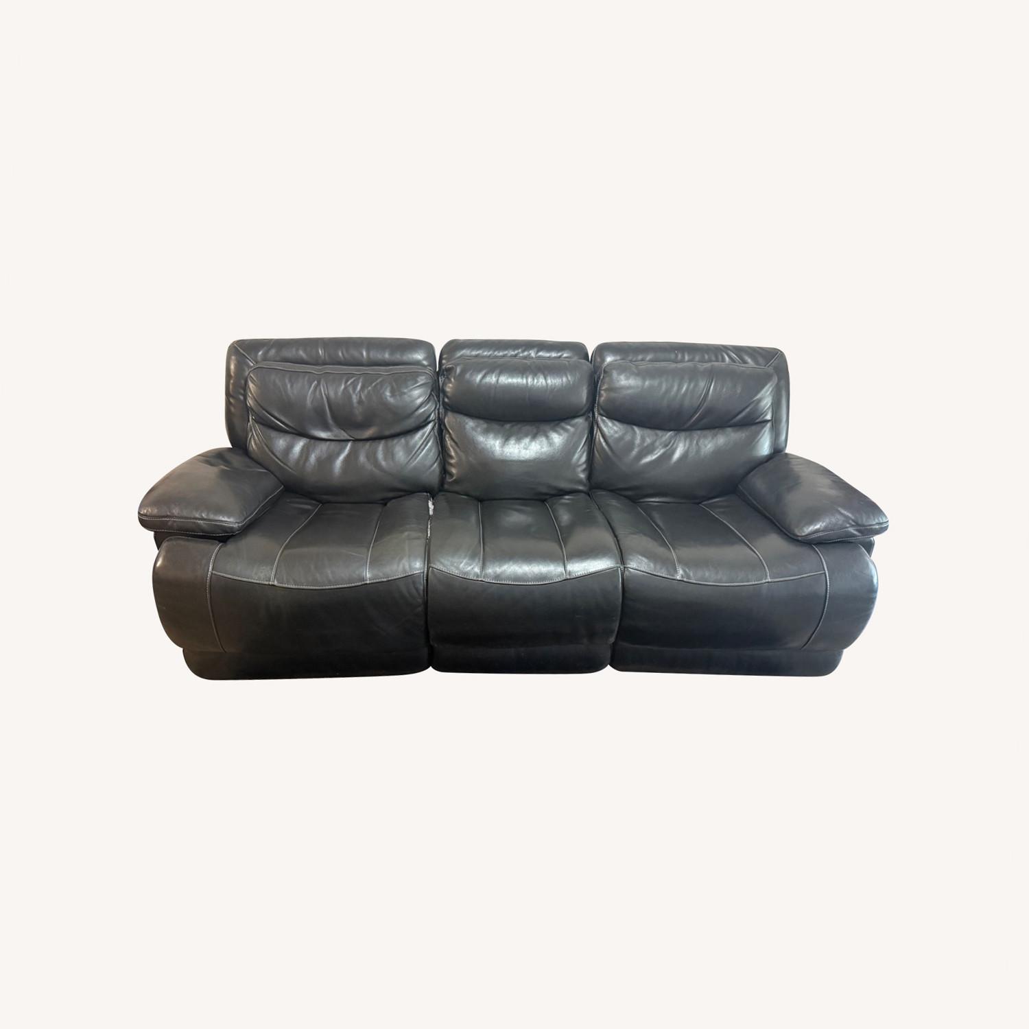 Leather Sofa With 2 Reclining Seats - image-0