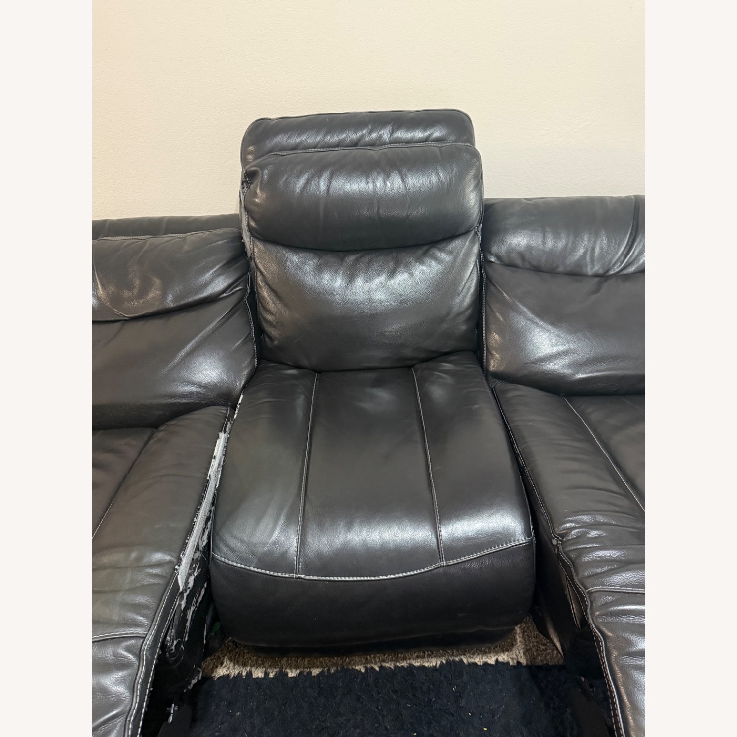 Leather Sofa With 2 Reclining Seats - image-6