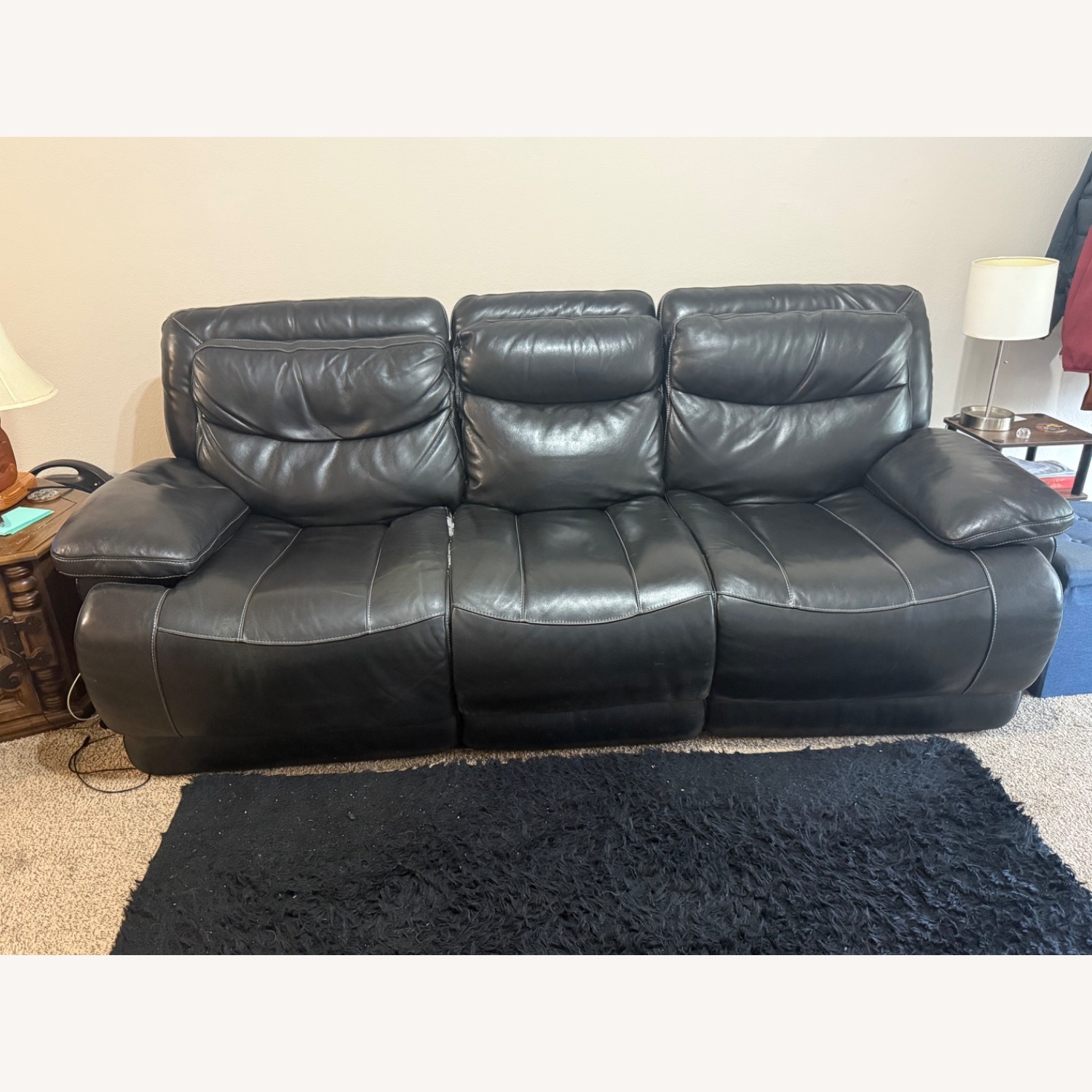 Leather Sofa With 2 Reclining Seats - image-1