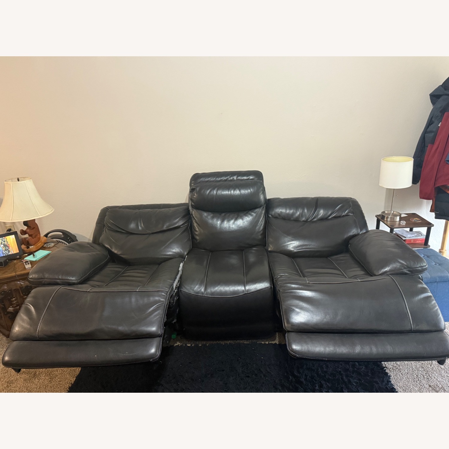 Leather Sofa With 2 Reclining Seats - image-3