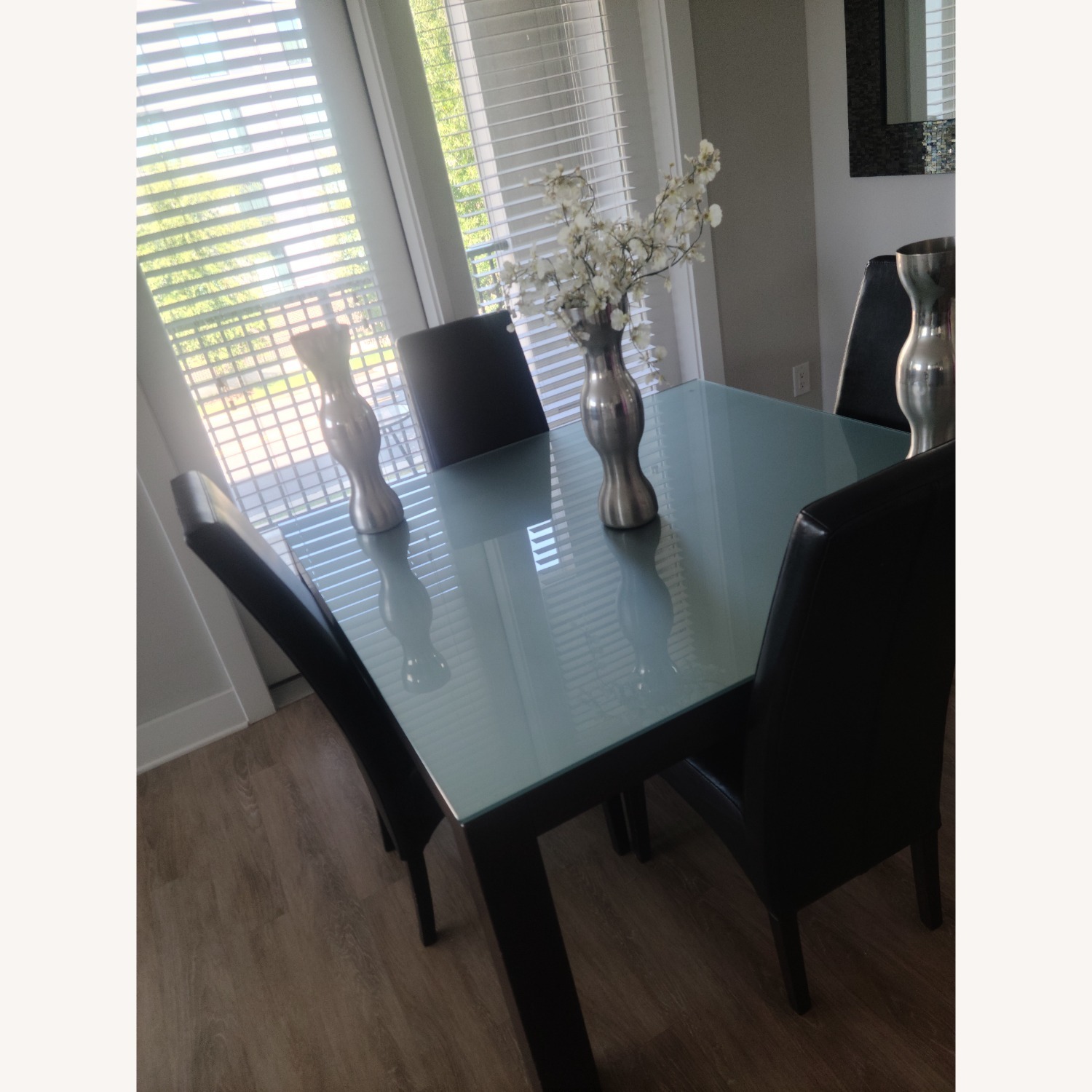 Dark Brown Glass Dining Set - AptDeco