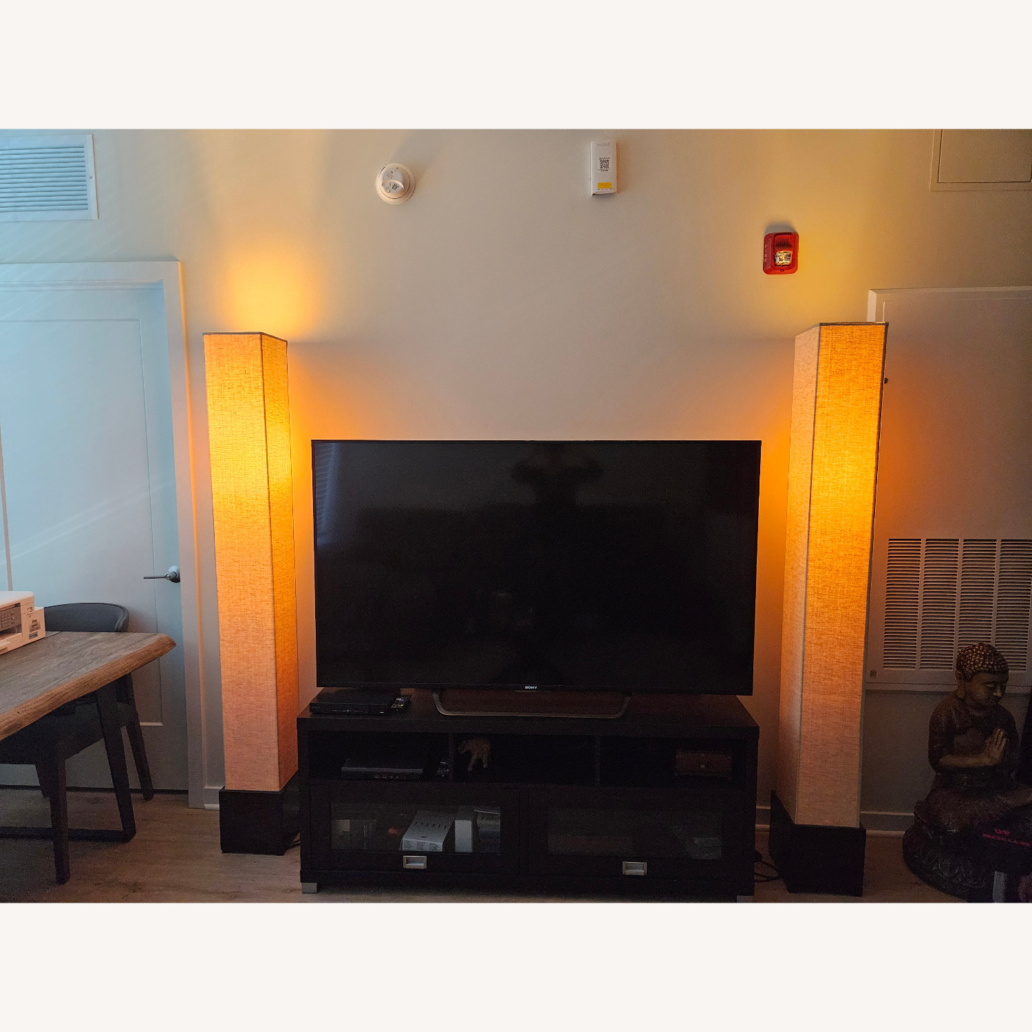 Pier 1 Imports Square White Linen Floor Lamps - image-4