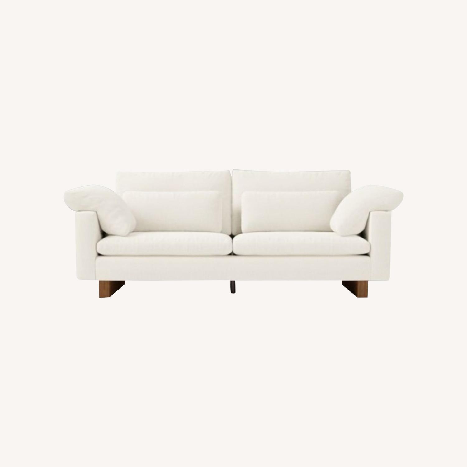 West Elm Harmony Light Gray Velvet 3+ Seater Sofa - image-0