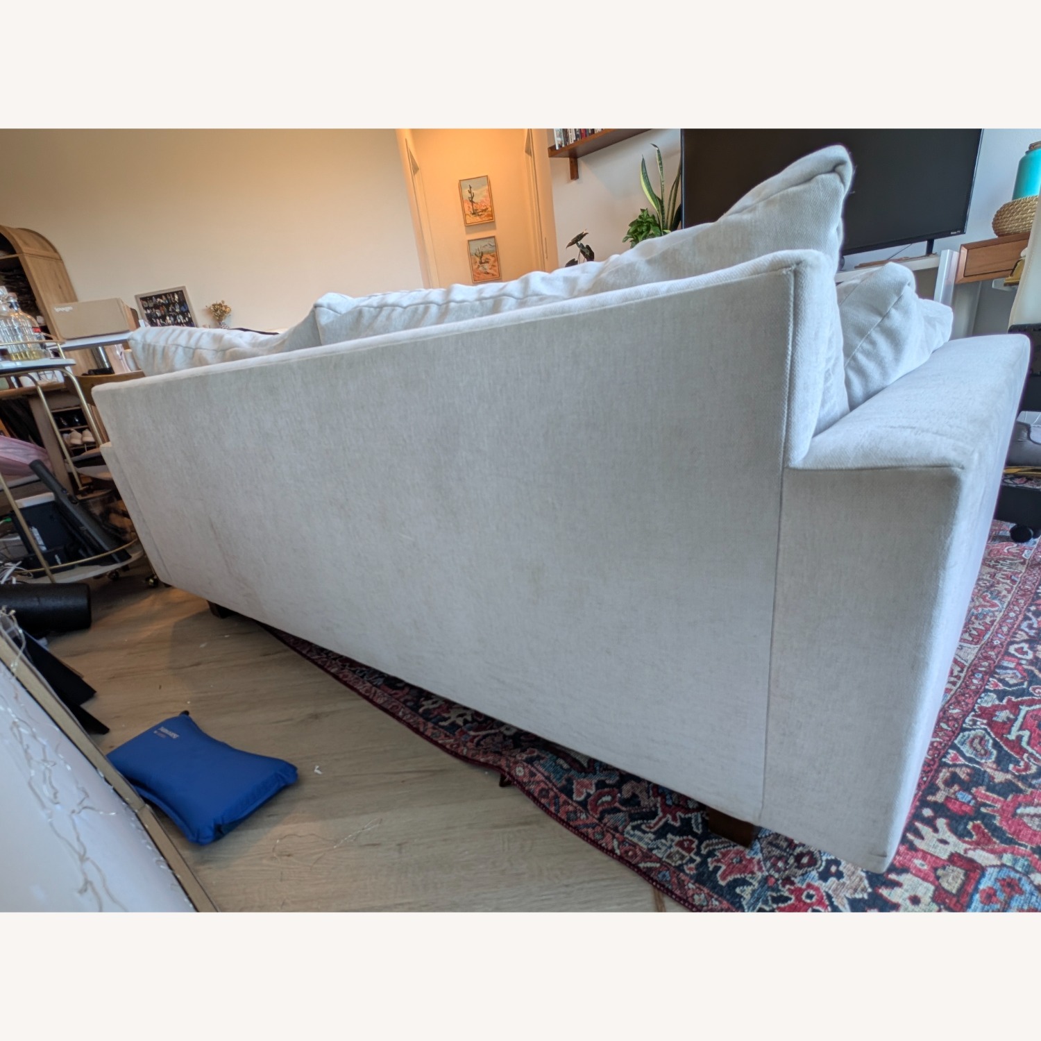 West Elm Harmony Light Gray Velvet 3+ Seater Sofa - image-6