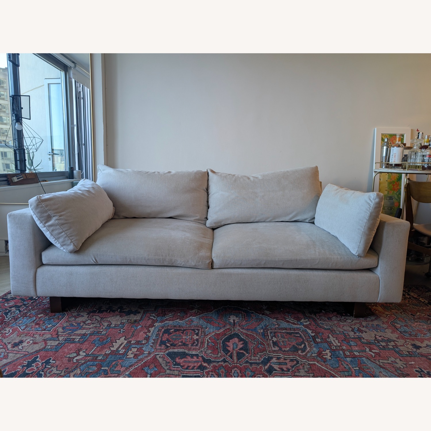 West Elm Harmony Light Gray Velvet 3+ Seater Sofa - image-1