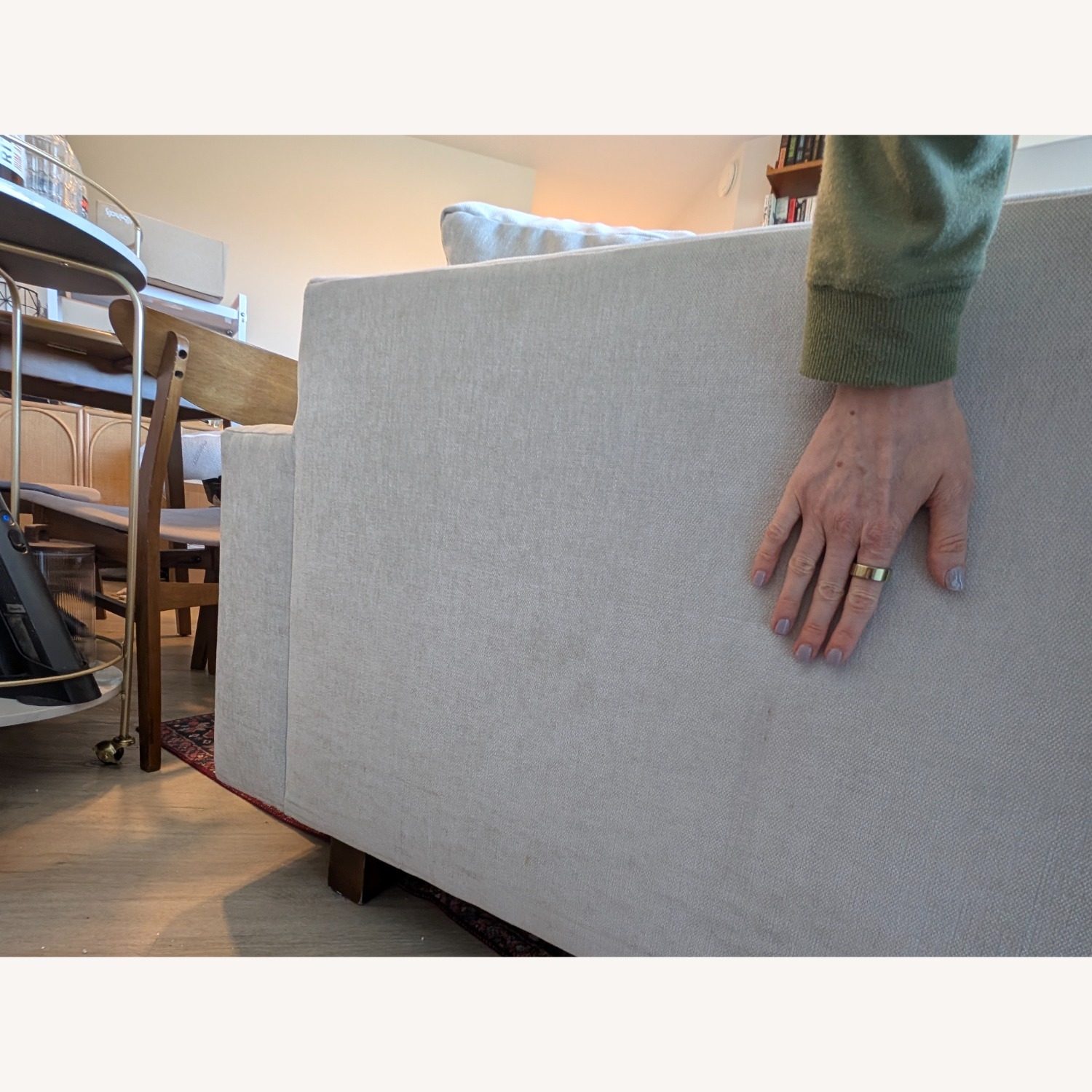 West Elm Harmony Light Gray Velvet 3+ Seater Sofa - image-4